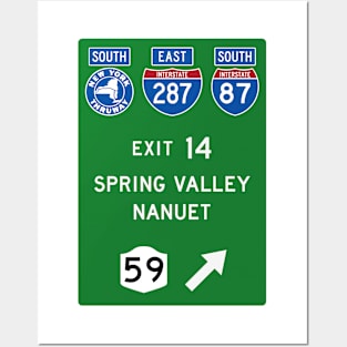 New York Thruway Southbound Exit 14: Spring Valley Nanuet Rte 59 Posters and Art